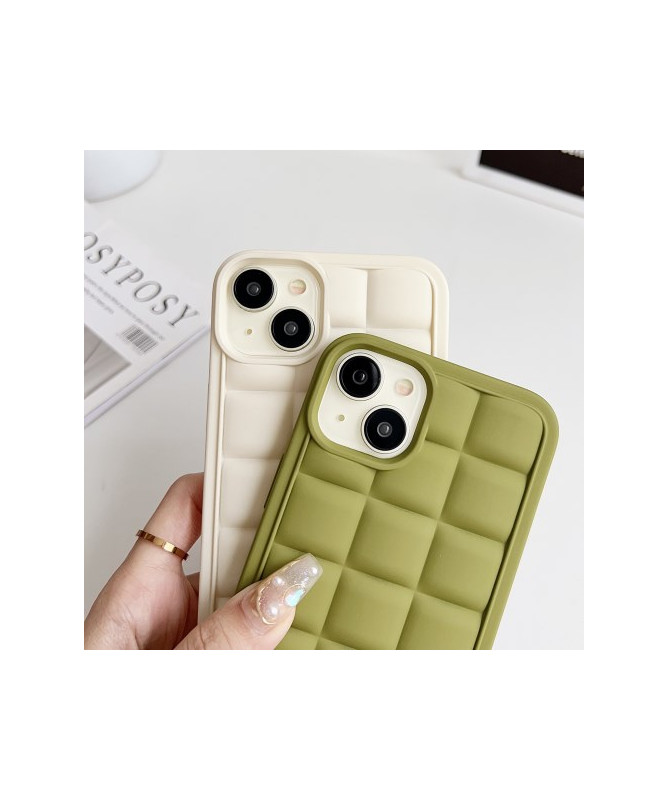 Coque à Cordon pour iPhone 15 avec Design Grille 3D - Vert