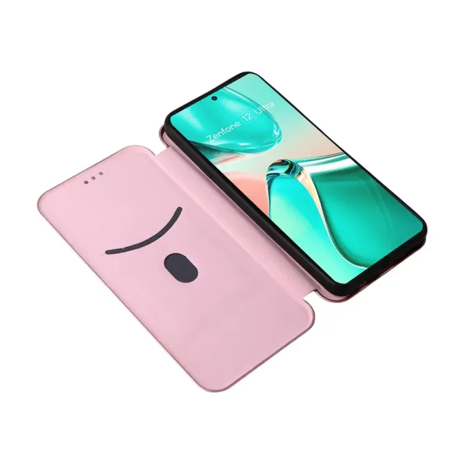 Flip Cover Zenfone 12 Ultra design fibre de carbone