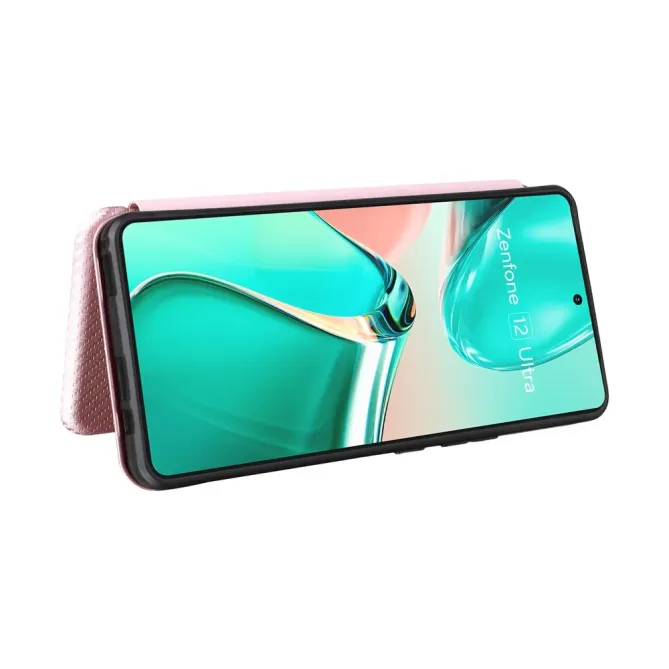 Flip Cover Zenfone 12 Ultra design fibre de carbone