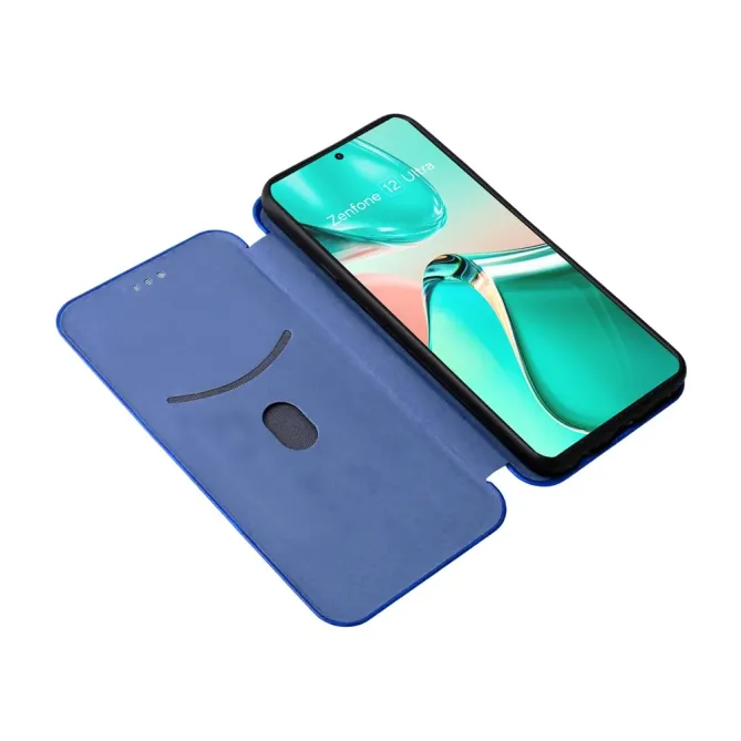 Flip Cover Zenfone 12 Ultra design fibre de carbone