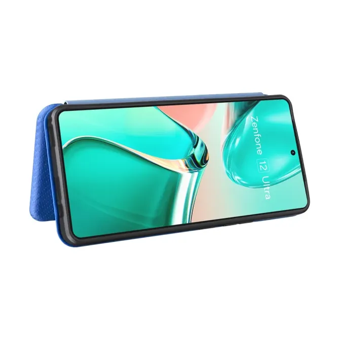 Flip Cover Zenfone 12 Ultra design fibre de carbone