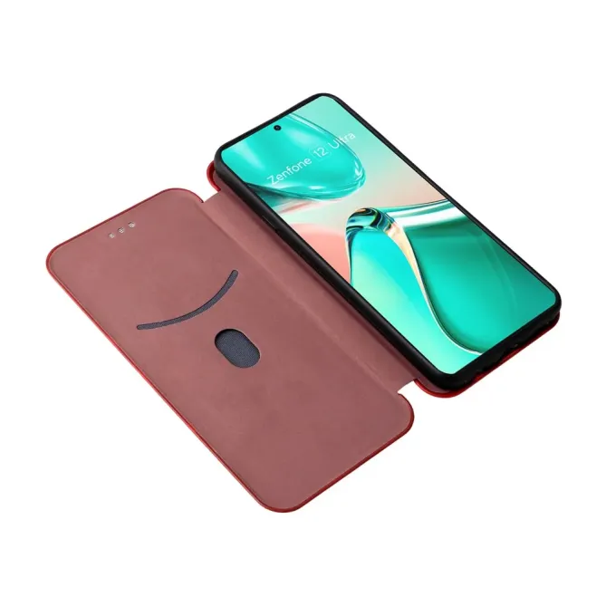 Flip Cover Zenfone 12 Ultra design fibre de carbone