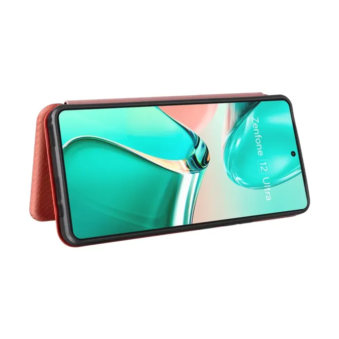 Flip Cover Zenfone 12 Ultra design fibre de carbone