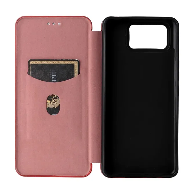 Flip Cover Zenfone 12 Ultra design fibre de carbone