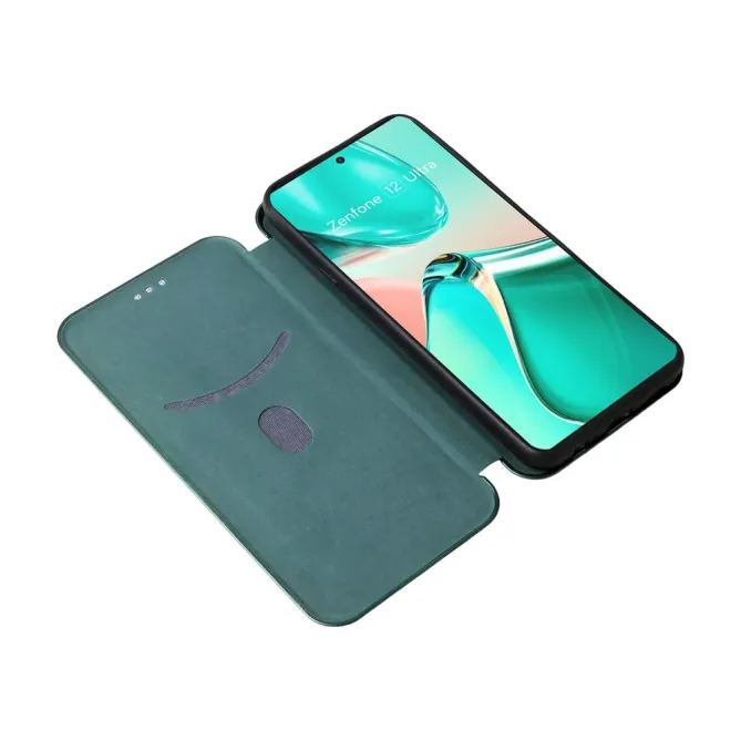 Flip Cover Zenfone 12 Ultra design fibre de carbone