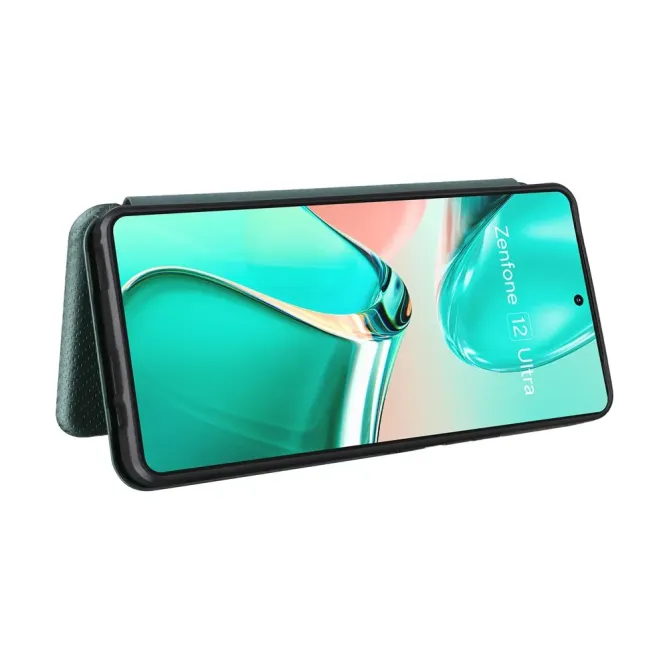 Flip Cover Zenfone 12 Ultra design fibre de carbone