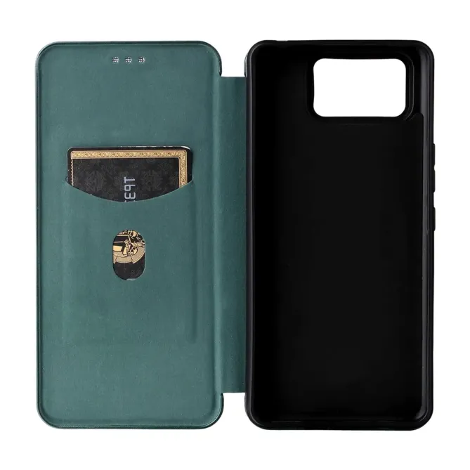 Flip Cover Zenfone 12 Ultra design fibre de carbone