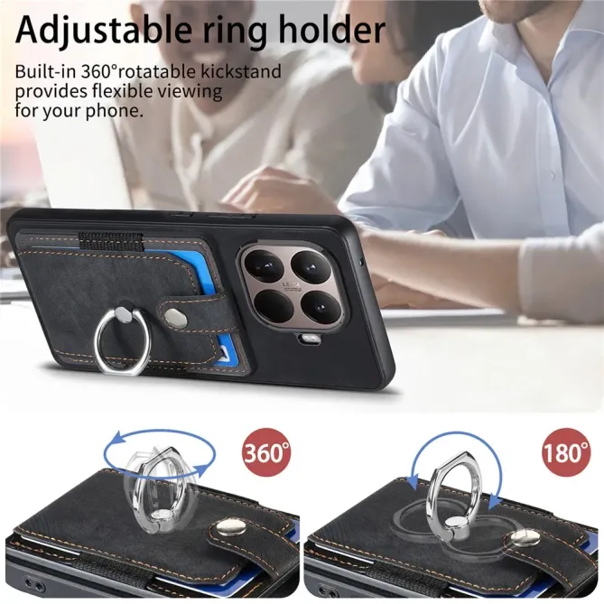 Coque Xiaomi 15T Pro avec porte-cartes, anneau et support