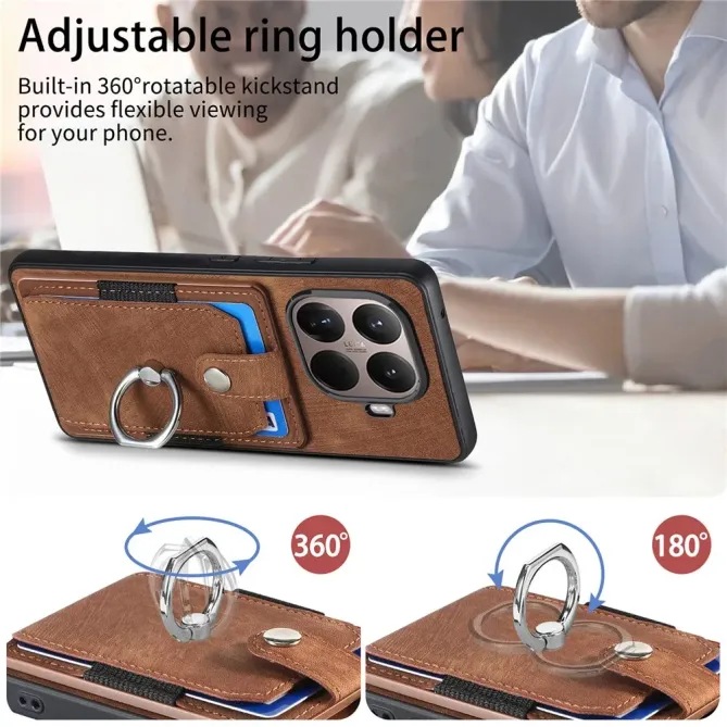 Coque Xiaomi 15T Pro avec porte-cartes, anneau et support