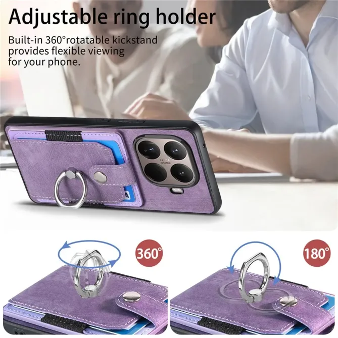 Coque Xiaomi 15T Pro avec porte-cartes, anneau et support