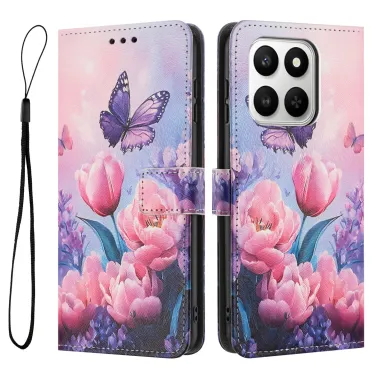 Housse Honor 400 Smart 5G / 4G, design papillon et fleurs