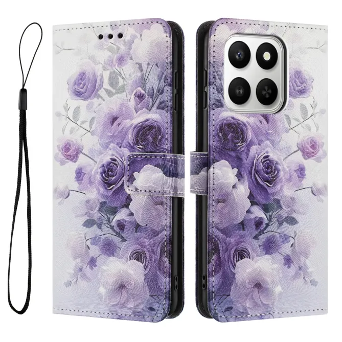 Housse Honor 400 Smart 5G / 4G, fleurs en dégradé violet