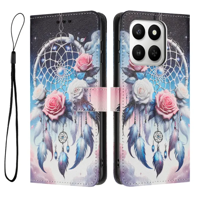 Housse Honor 400 Smart 5G / 4G, attrape-rêves et roses