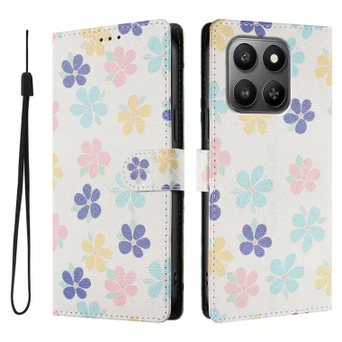 Housse portefeuille Honor 400 Smart 5G / 4G fleurs colorées, étui