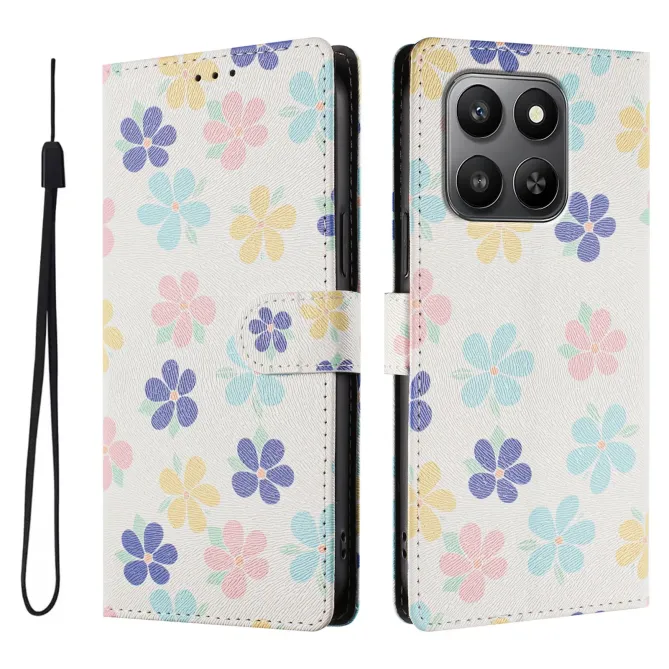 Housse portefeuille Honor 400 Smart 5G / 4G fleurs colorées, étui