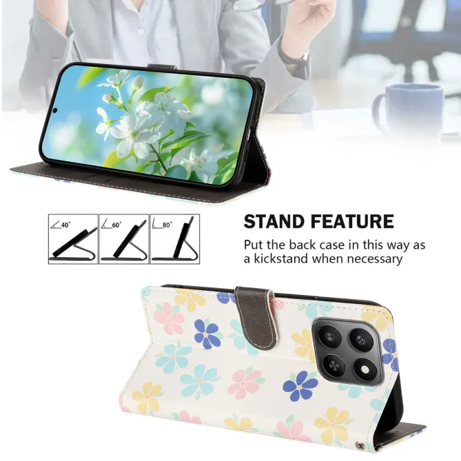 Housse portefeuille Honor 400 Smart 5G / 4G fleurs colorées, étui