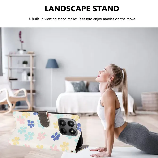 Housse portefeuille Honor 400 Smart 5G / 4G fleurs colorées, étui