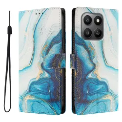 Housse Honor 400 Smart 5G / 4G marbrée bleu et or