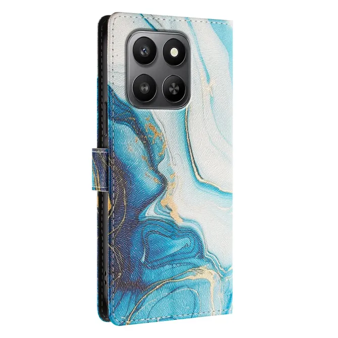 Housse Honor 400 Smart 5G / 4G marbrée bleu et or