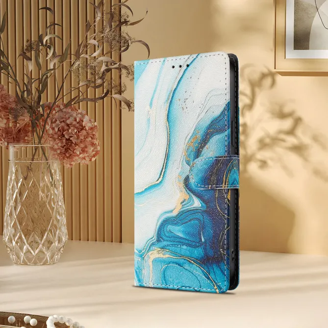 Housse Honor 400 Smart 5G / 4G marbrée bleu et or