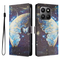 Housse Honor 400 Smart 5G / 4G papillon bleu et or