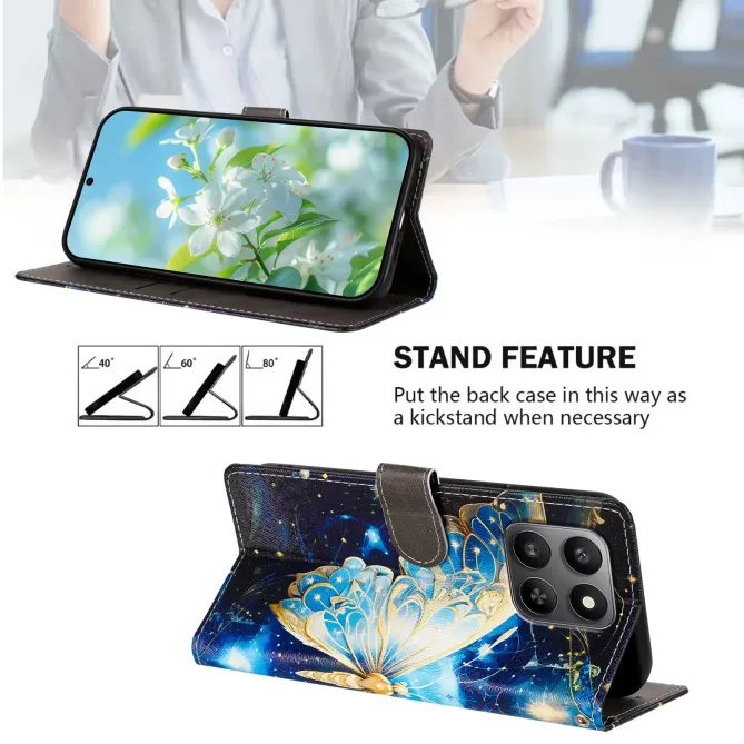 Housse Honor 400 Smart 5G / 4G papillon bleu et or