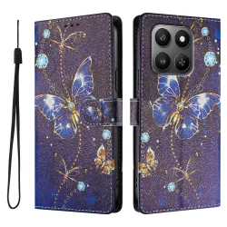 Housse Honor 400 Smart 5G / 4G papillons bleus et dorés