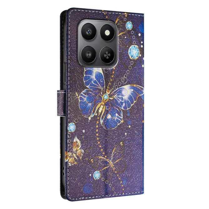 Housse Honor 400 Smart 5G / 4G papillons bleus et dorés