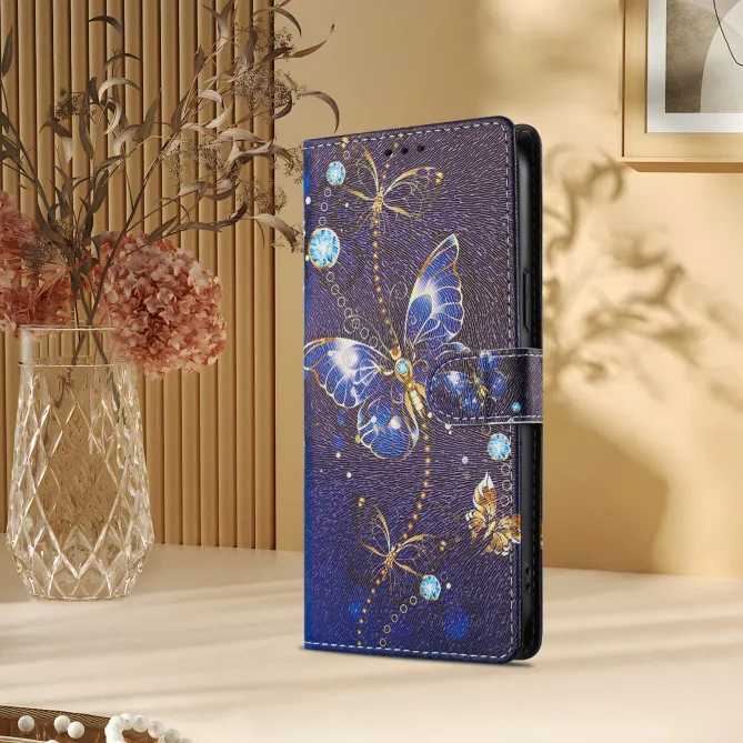 Housse Honor 400 Smart 5G / 4G papillons bleus et dorés