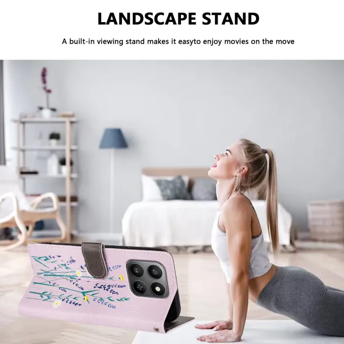 Housse Honor 400 Smart 5G / 4G lavande et fleurs, effet cuir lilas