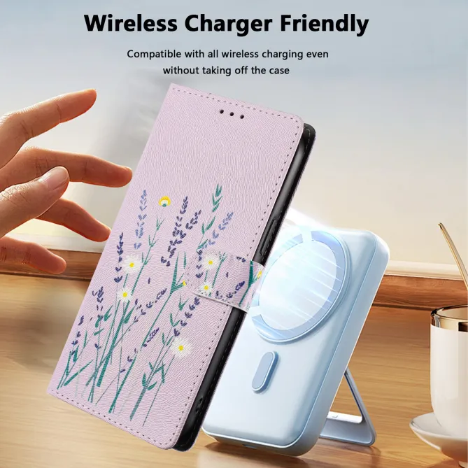 Housse Honor 400 Smart 5G / 4G lavande et fleurs, effet cuir lilas