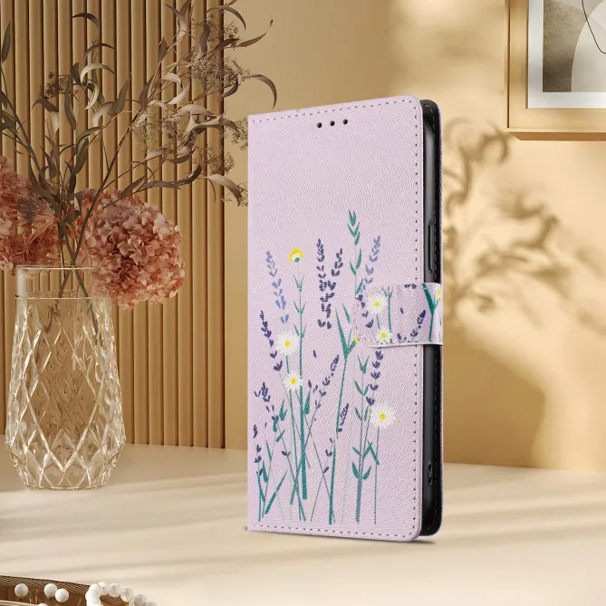 Housse Honor 400 Smart 5G / 4G lavande et fleurs, effet cuir lilas