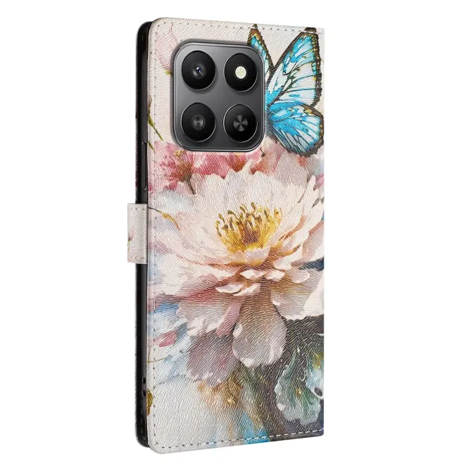 Housse Honor 400 Smart 5G / 4G papillons bleus et pivoines