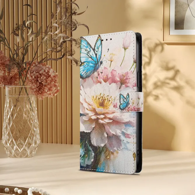 Housse Honor 400 Smart 5G / 4G papillons bleus et pivoines