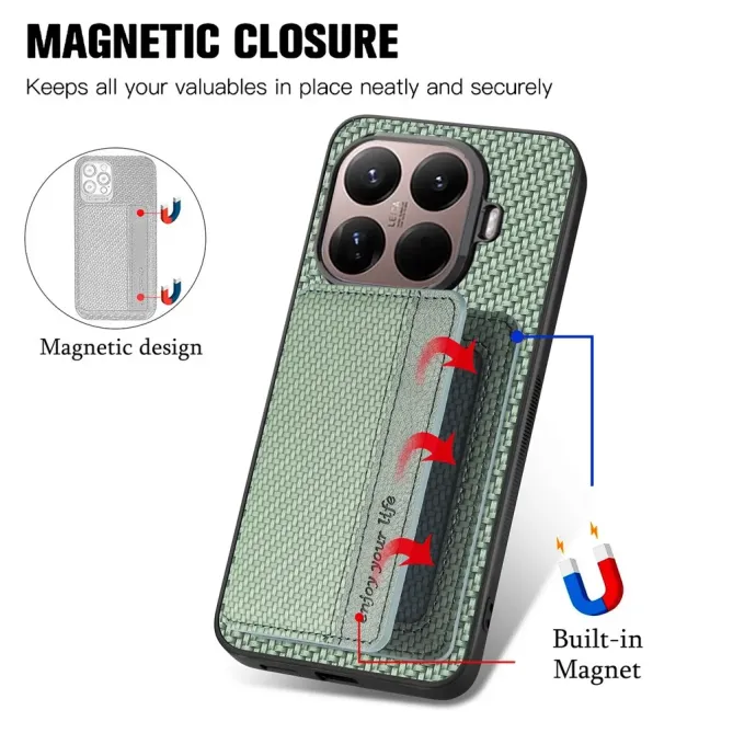 Coque Xiaomi 15T Pro avec Porte-Carte Style Fibre de Carbone | Dorian