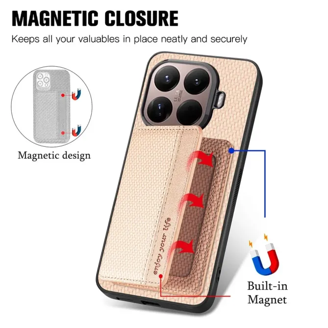 Coque Xiaomi 15T Pro avec Porte-Carte Style Fibre de Carbone | Dorian