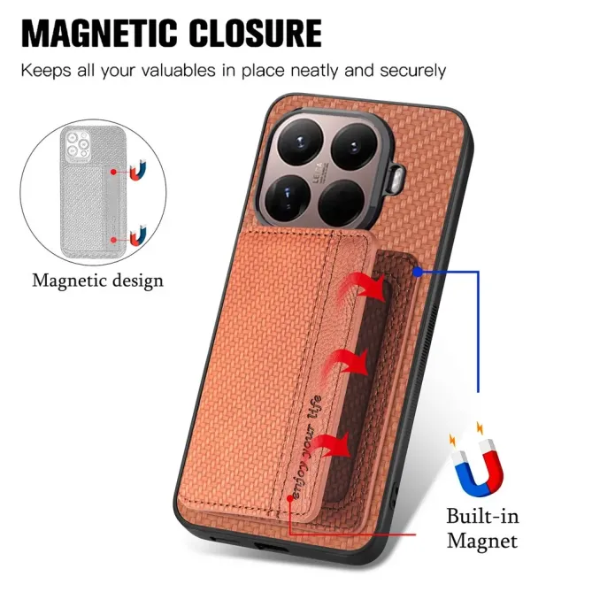 Coque Xiaomi 15T Pro avec Porte-Carte Style Fibre de Carbone | Dorian