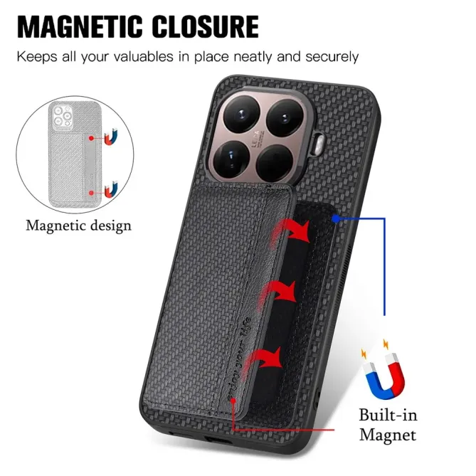 Coque Xiaomi 15T Pro avec Porte-Carte Style Fibre de Carbone | Dorian