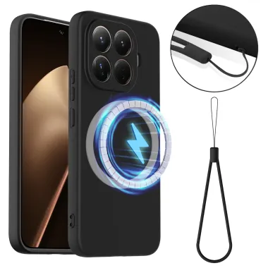 Coque Xiaomi 15T Pro Silicone Liquide MagSafe, Lanière