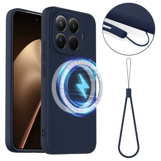 Coque Xiaomi 15T Pro Silicone Liquide MagSafe, Lanière