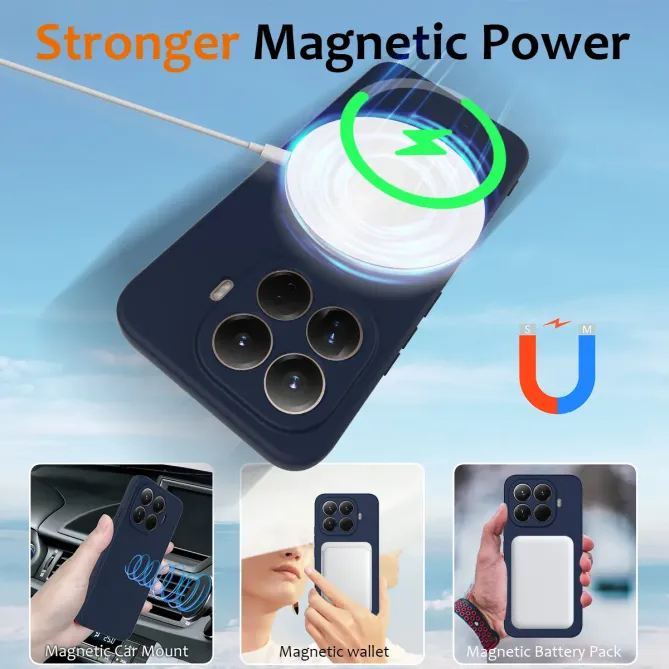 Coque Xiaomi 15T Pro Silicone Liquide MagSafe, Lanière