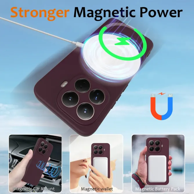 Coque Xiaomi 15T Pro Silicone Liquide MagSafe, Lanière