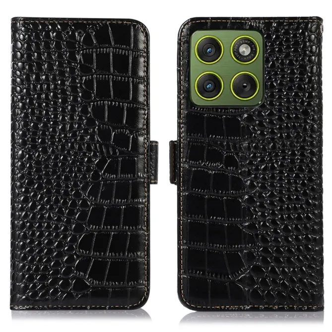 Housse Motorola Edge 70 cuir véritable aspect croco
