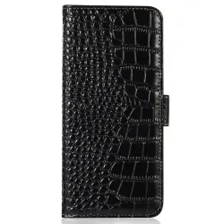 Housse Motorola Edge 70 cuir véritable aspect croco
