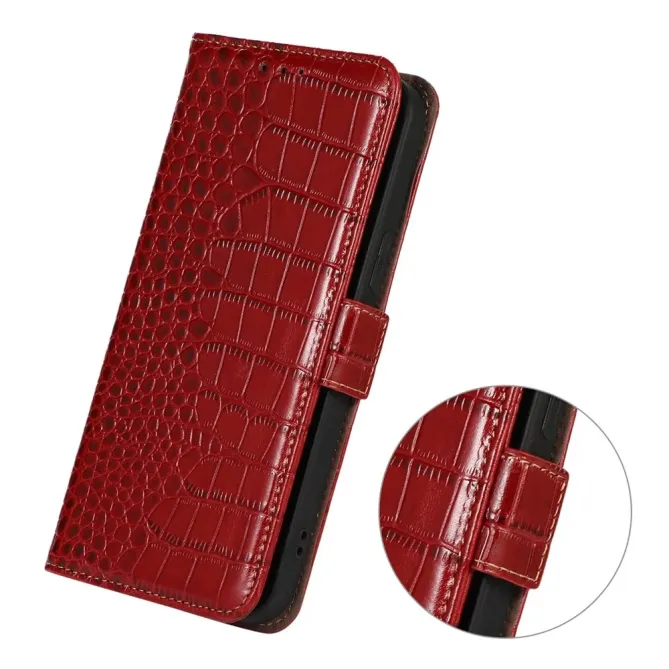 Housse Motorola Edge 70 cuir véritable aspect croco