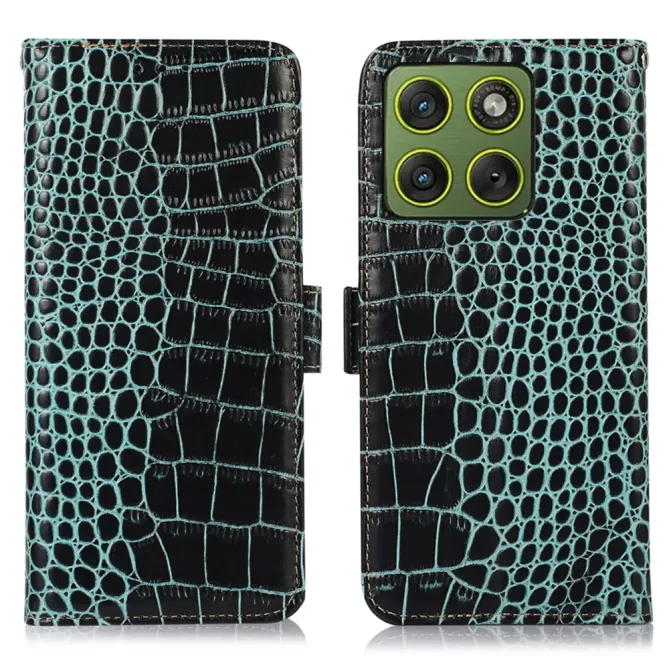 Housse Motorola Edge 70 cuir véritable aspect croco