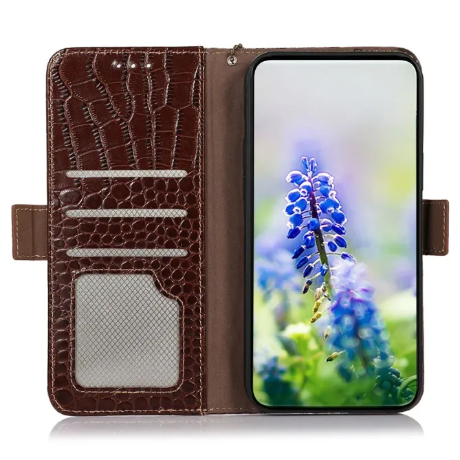 Housse Motorola Edge 70 cuir véritable aspect croco