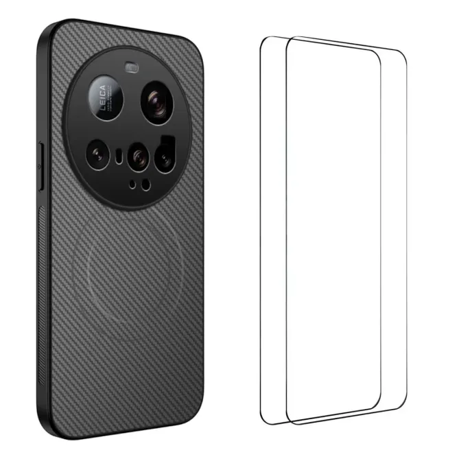 Coque Xiaomi 15 Ultra Carbone MagSafe avec 2 Verres Trempés
