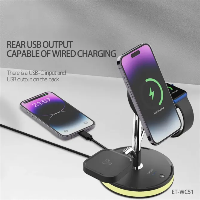 Station de Charge 4-en-1 iPhone, Watch & AirPods Magnétique Lumineuse
