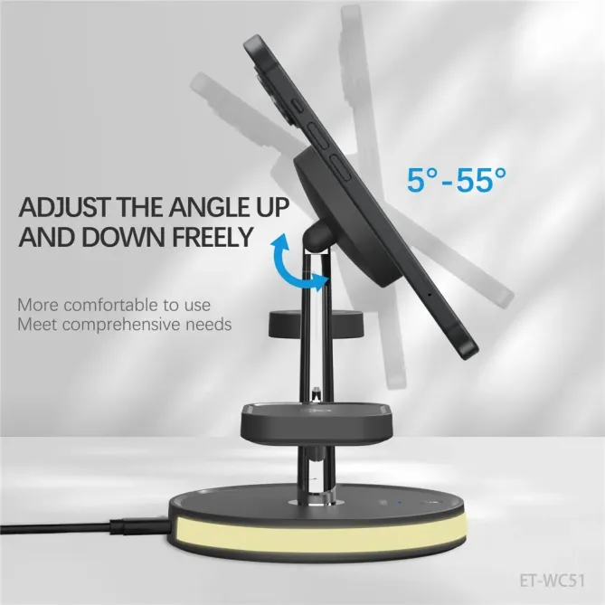 Station de Charge 4-en-1 iPhone, Watch & AirPods Magnétique Lumineuse